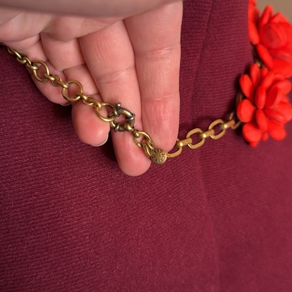 J.Crew large wooden carved floret necklace in sunset orange and gold - Picture 12 of 12